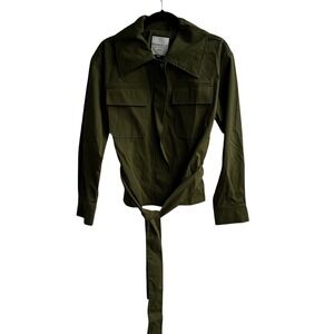 Bagatelle Collection Olive Green Utility Jacket Belted Safari Style Women's M